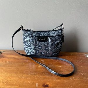 Coach Leopard Print Purse Black/Silver